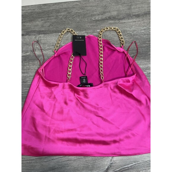 Bailey 44 Satin Bright Pink Crop Top | Gold Chain Straps | Size S | NWT Revolve - Picture 3 of 9